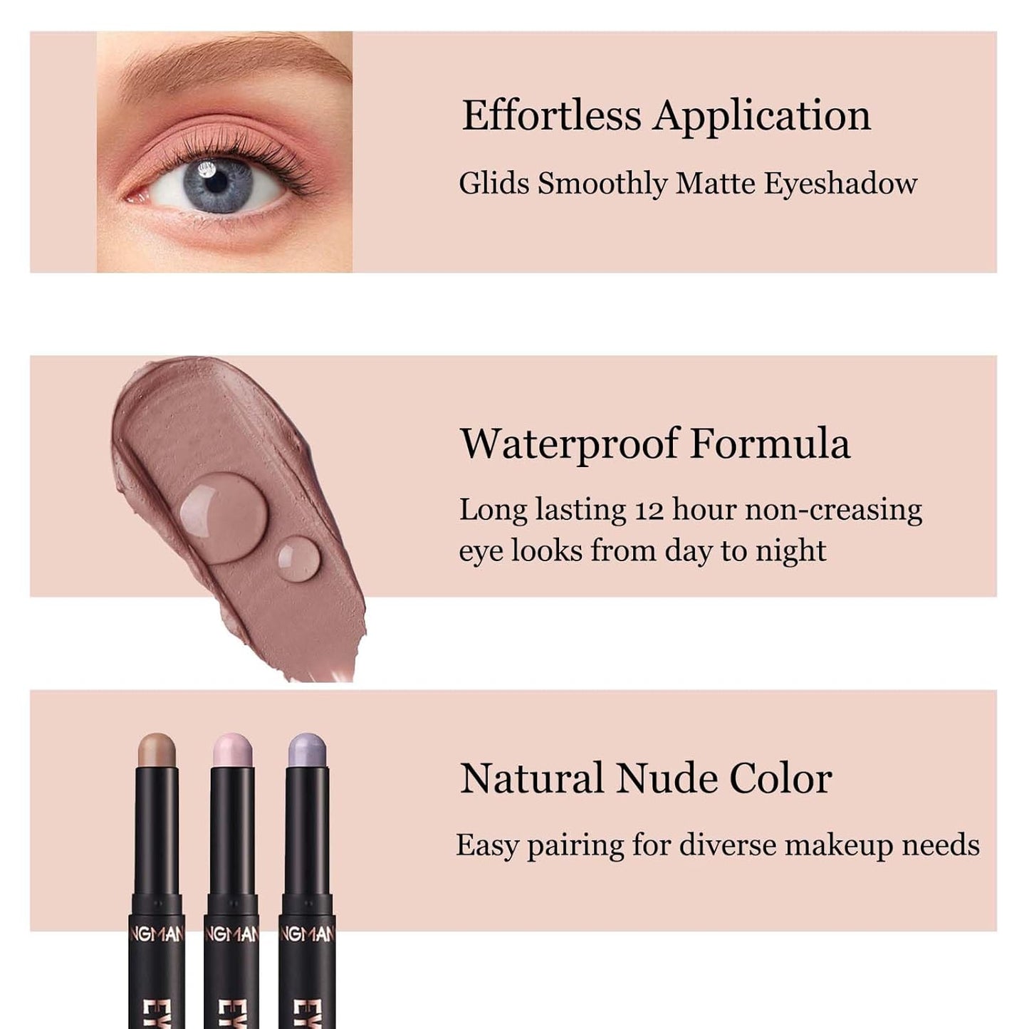 Purple Mauve Eyeshadow Stick Blendable Cream Eyeshadow Hypoallergenic Neutral Eye Shadow Stick, Waterproof Long Lasting High Pigmented Smokey eyeshadow Pencil (17# Mauve Matte)