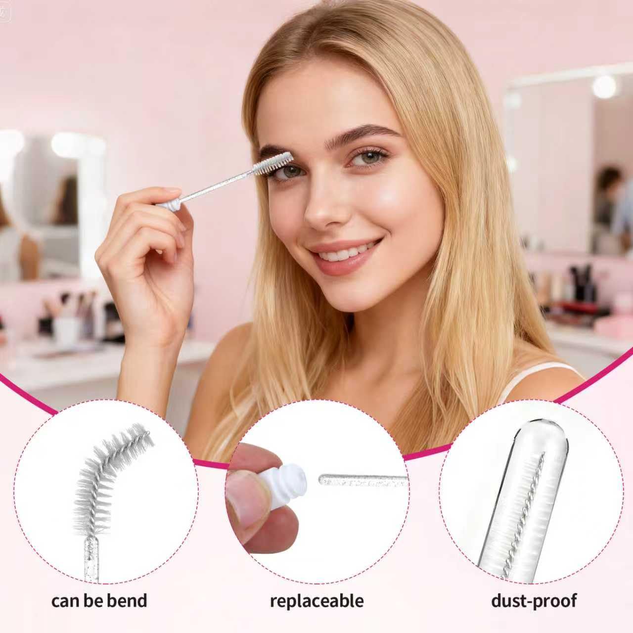 100 Pcs Lash Shampoo Bottle Brushes Set 20 Empty Foam Pump Dispensers 20 Label Stickers 20 Mascara Wands and Tubes 20 Cleansing Brush 20 Bag for Eyelash Extensions Aftercare(White)