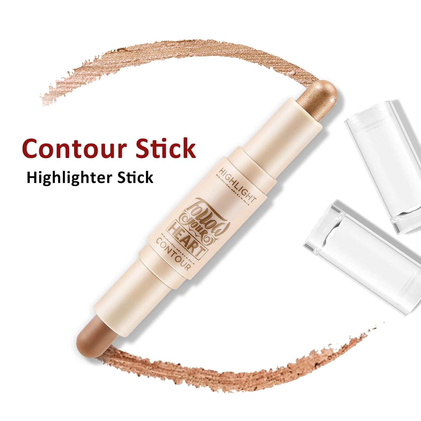 Boobeen 2 in 1 Contour Stick, Cream Bronzer Highlighter, Eyeshadow Pencil, Long-Lasting and Waterproof for All Areas of the Body