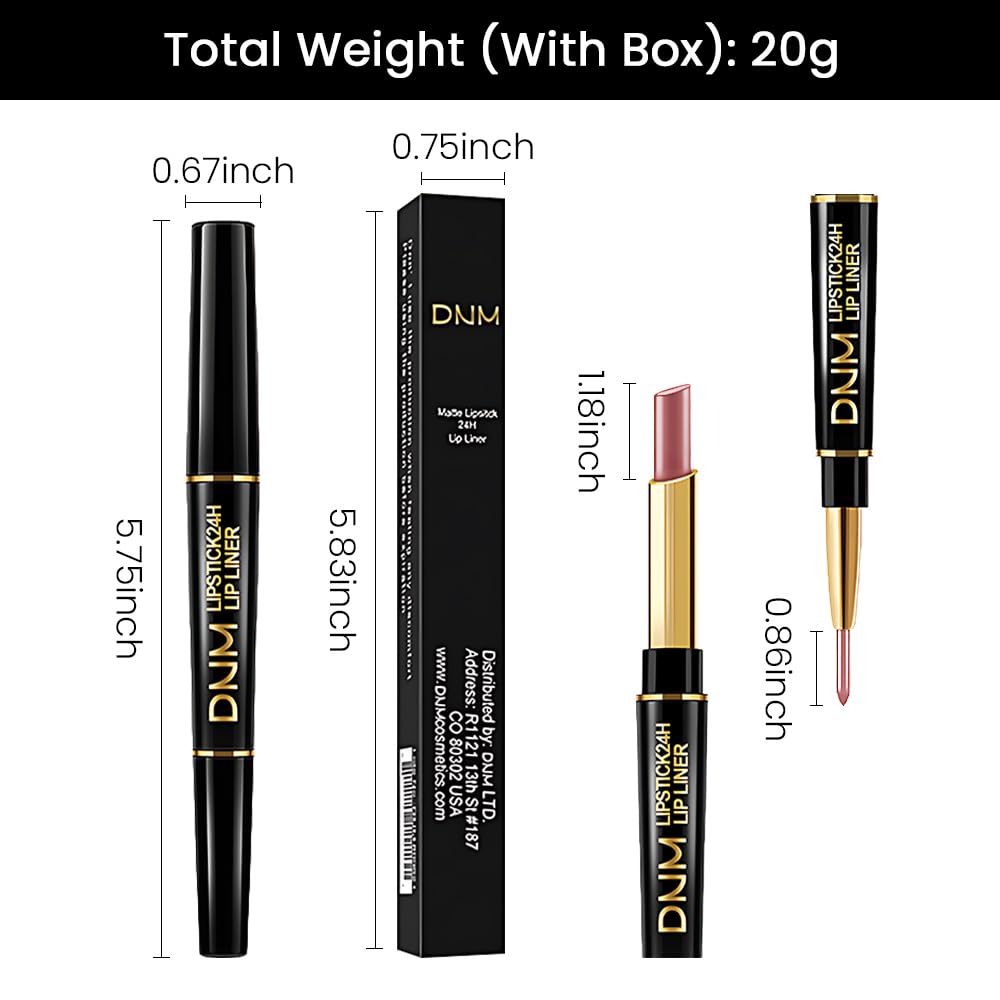 Kaely 2-in-1 Rose Nude Pink Metallic Shine Shimmer Lip Liner & Lipstick Combo Set Kit for Women, Lightweight Hydrating Formula High Impact Full Coverage Lipstick and Lip Liner Makeup Gloss 17