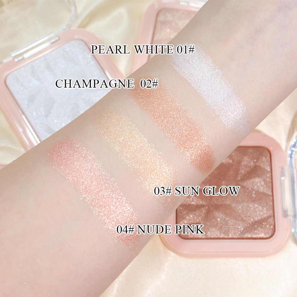 evpct Nude Pink Face Highlighter Makeup Shimmer Glitter Diamond Sparkly Highlighters Makeup Palette Powder for Face Body Cheek Skin iluminadores iluminador de jos maquillaje luminizers E04