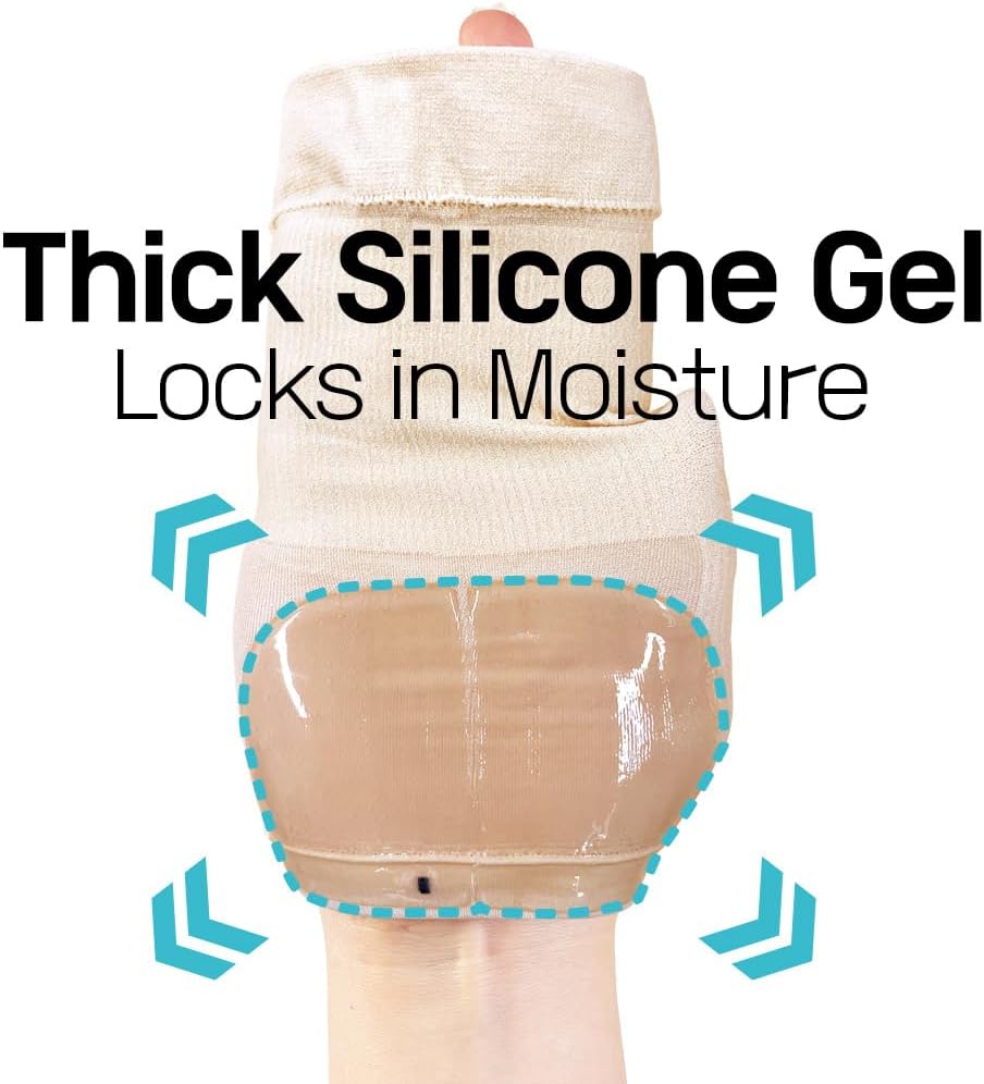 Moisturizing Heel Socks for Cracked Heels 2 Pairs (4 Socks) – Sillicon Gel Heel Socks for Dry Feet, Overnight Foot Care