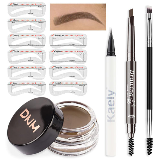 evpct Eyebrow Stencils Kit for Women Shaping, Eyebrow Shaper Makeup Kit, Eye Brow Stencil Shaper Tinting kits for Women, with Eyeliner, Eyebrows Pencil, Pomade, Brush and 10 Stencils, 07# TAUPE