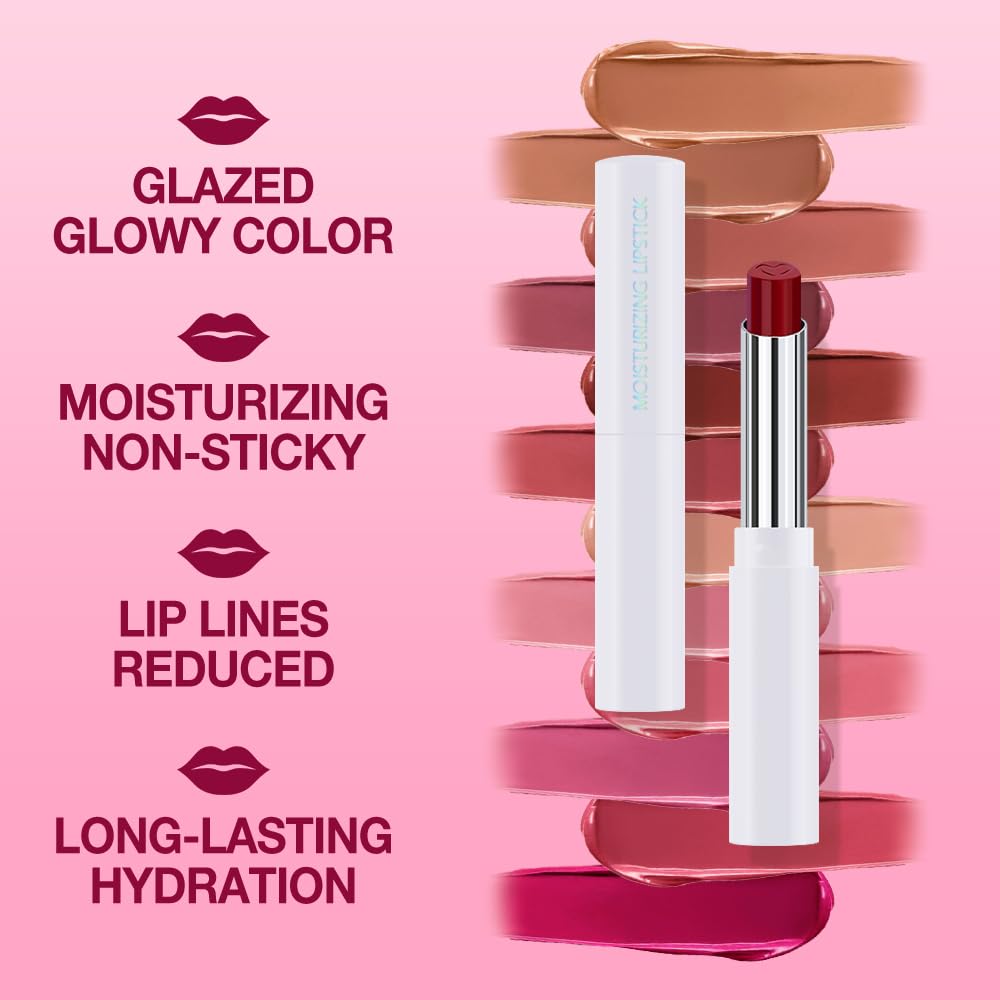 1Pcs Tinted Lip Balm Moisturizing Lipstick – Waterproof Hydrating Matte Lip Balm for Women, Creamy Natural Color Stain for Dry Lips,Soft Matte Finish with Subtle Scent (#12 Berry Rose Red)