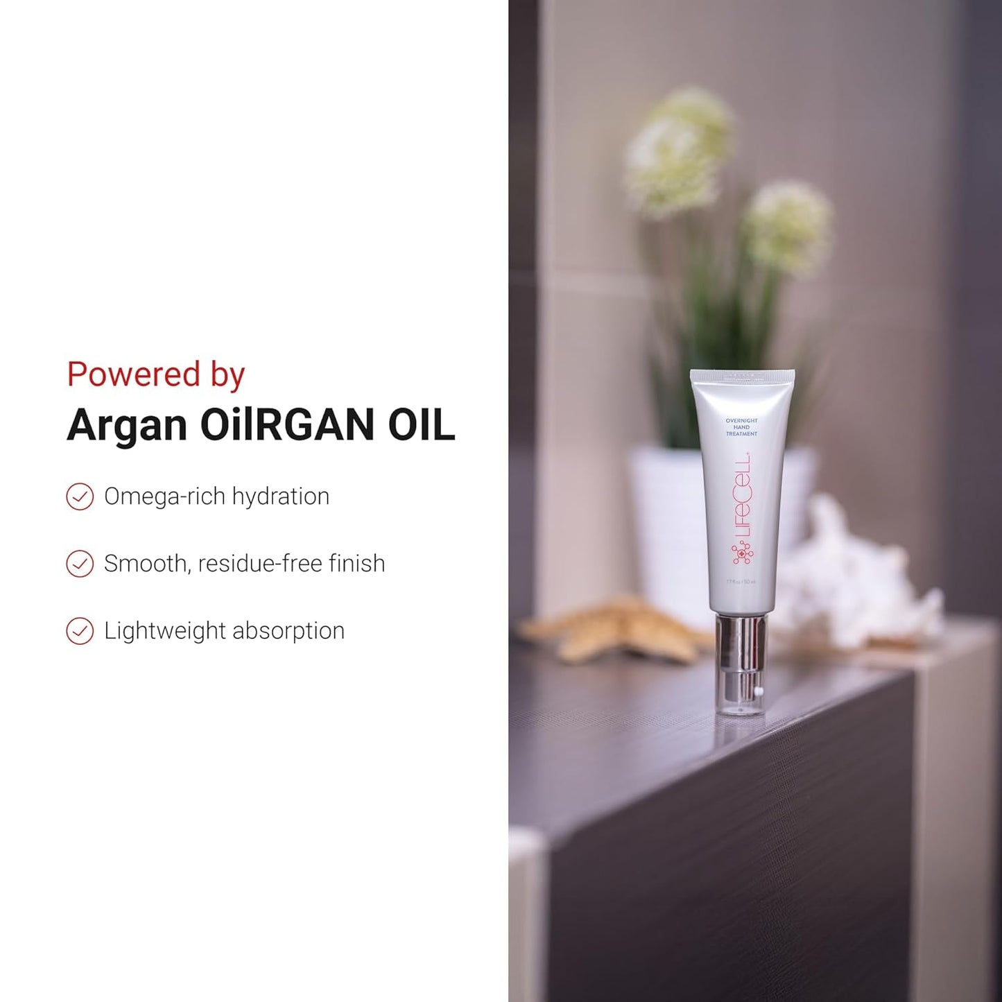 LifeCell Retinol + Vitamin C Overnight Hand Treatment – Anti-Aging Hand Cream for Dark Spots, Wrinkles & Dry Skin – Moisturizing Night Repair with Argan Oil – 1.7oz