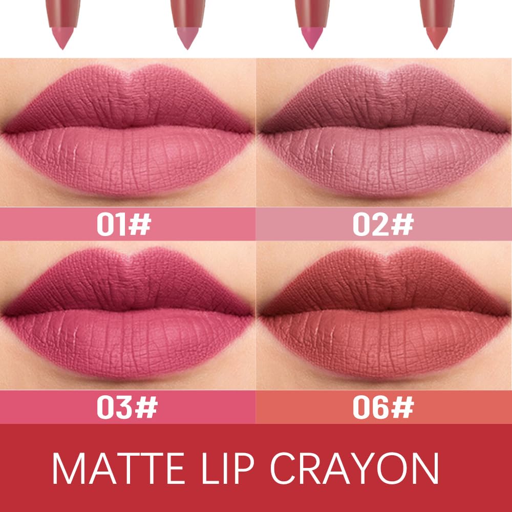 BINGBRUSH Matte Lip Crayons Matte Longwear Lipstick Pack Set,Moisture Smooth Lipliner With Built-in Sharpener Ultimate Lip Crayon for Makeup- Waterproof Velvet Lipgloss Lip Stain (02#Mauve Nude Pink)
