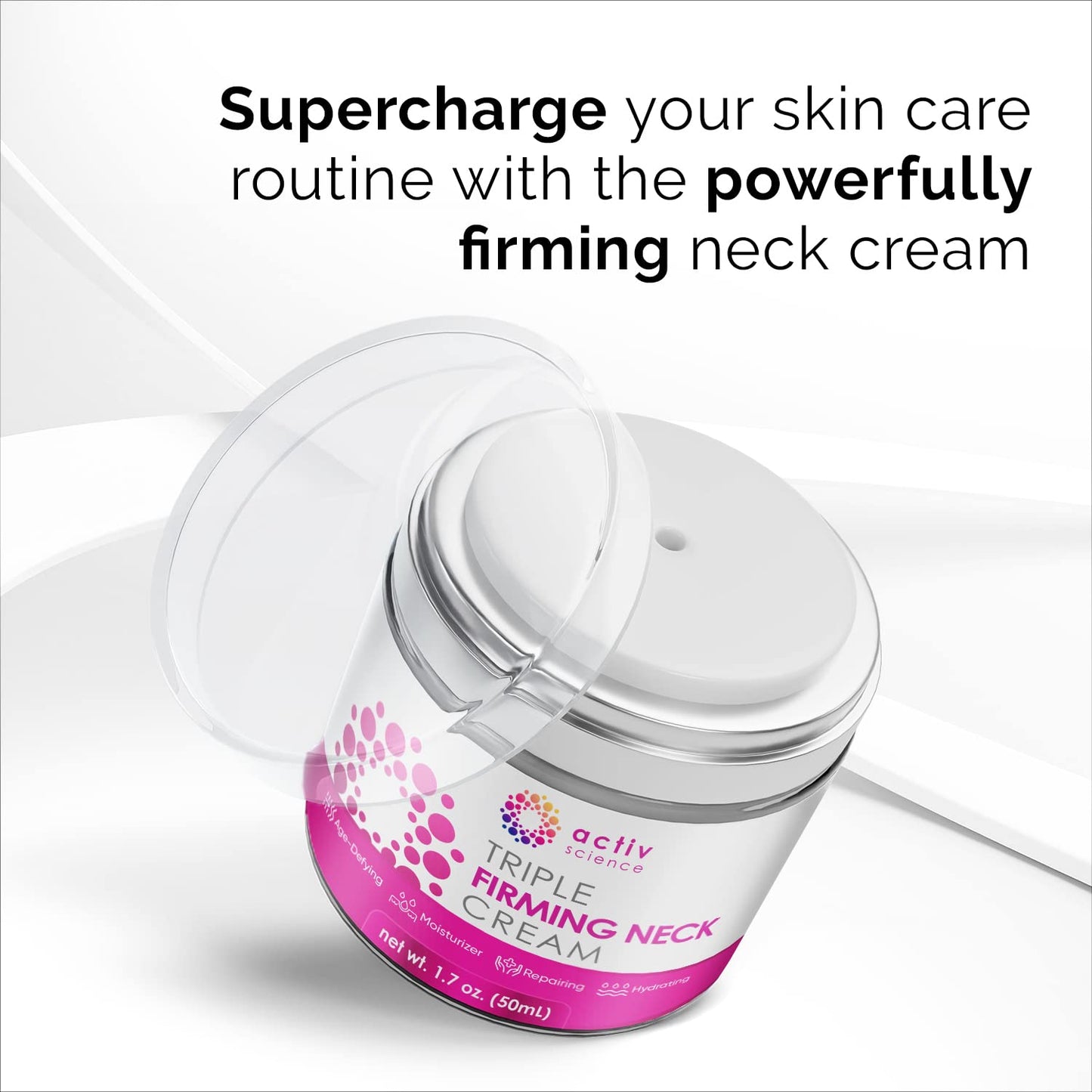 ACTIVSCIENCE Neck Firming Cream - Natural Anti-Aging Facial Moisturizer with Retinol Collagen & Hyaluronic Acid - Day & Night Anti-Wrinkle Cream - Firming, Hydrating Face Cream