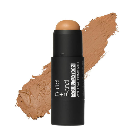 Palladio BUILD & BLEND Foundation Stick, Medium Coverage Buildable Contour Stick for Face, Ultra Blendable Creamy Formula for a Natural Shine Free Finish, (Warm Caramel)