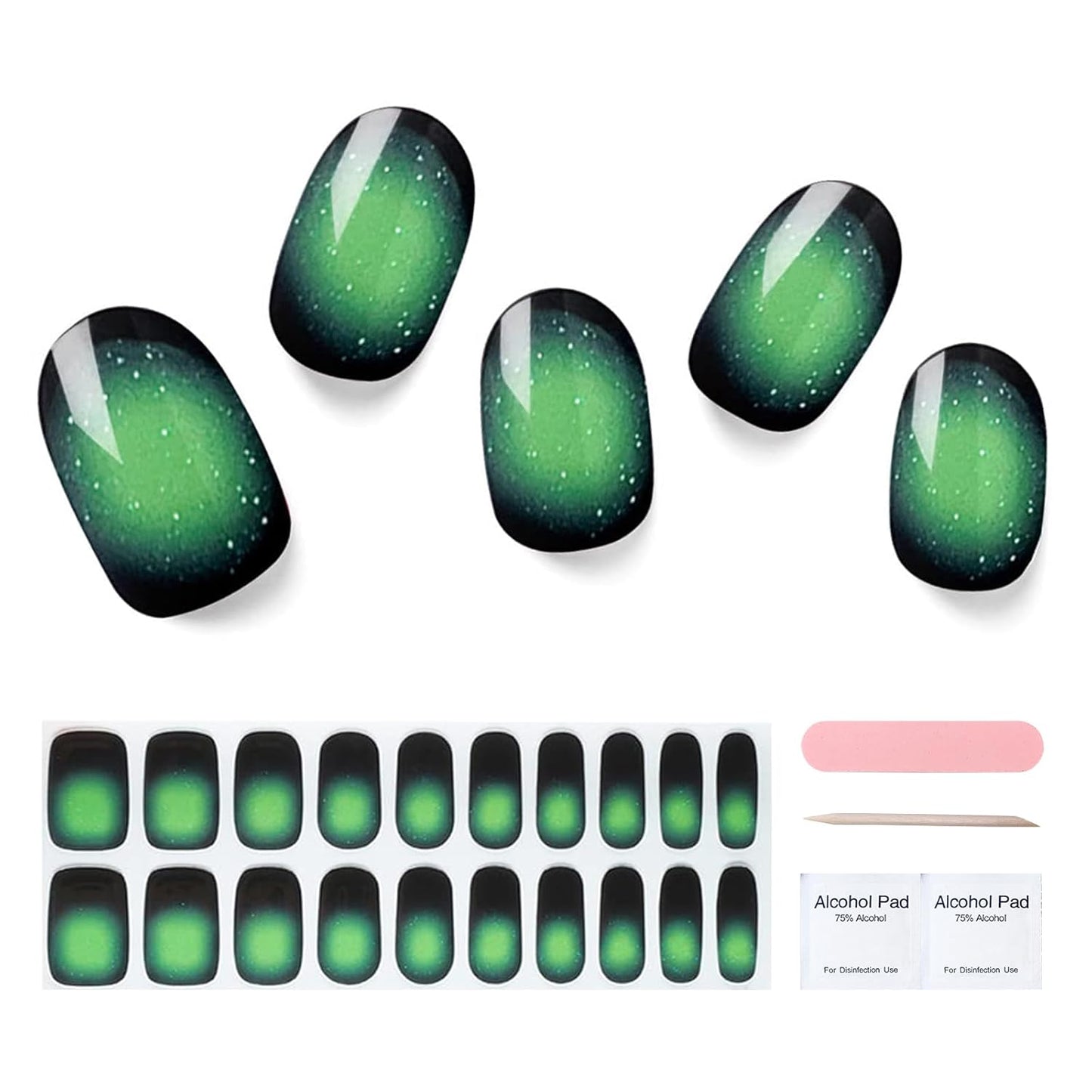 Semi Cured Gel Nail Strips, 20 pcs Gel Nail Stikers, Gel Nail Wraps Semi Cured, Salon-Quality, 2 Weeks Long Lasting, Firefly