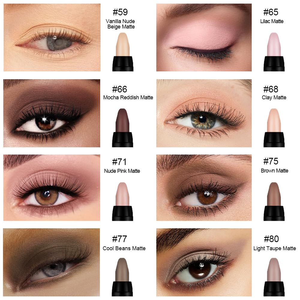 8Pcs Cream Eye Shadow Sticks Makeup for Women, Matte Shimmer Eyeliner Pencil Eyeshadow Brightener Stick for Eyes, Waterproof Eyeshadow Applicator Blendable sombras para ojos Set13#
