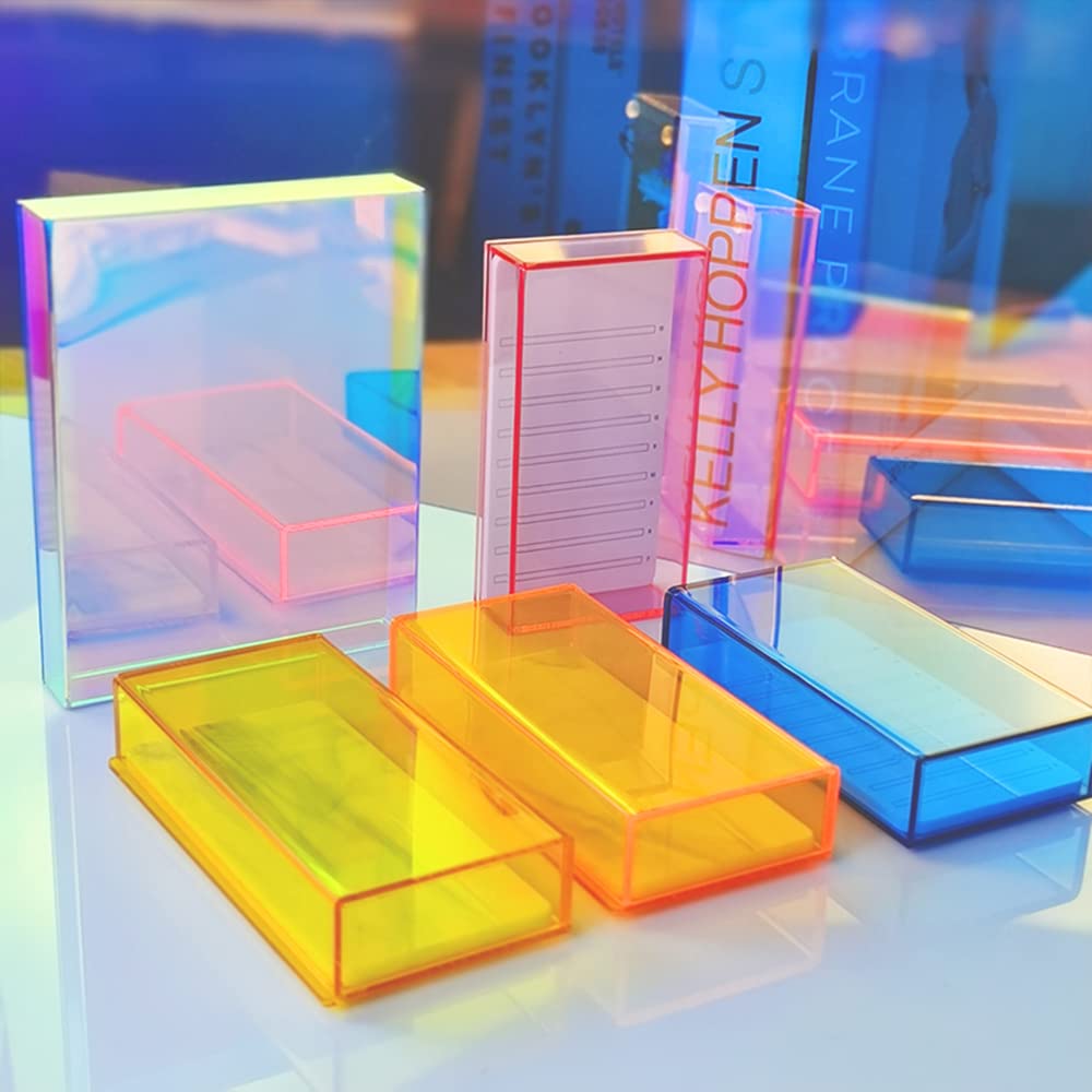 Grafting False Eyelash Acrylic Extension Pallet Organizer, Eyelash Extension Glue Tweezers Plate Makeup Palette, Dustproof Storage Box Display Training Tools Salon (Dazzling L with cover)