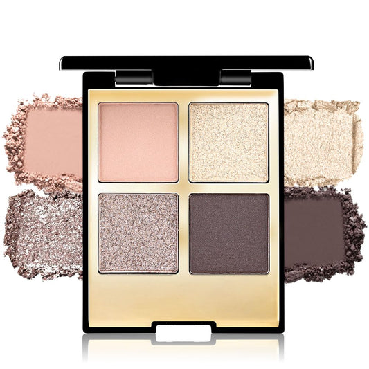 4 Colors Eyeshadow Makeup Palette,Nude Rose Gold Natural Neutral Nude Eye Shadow Palette with Mirror,Long Lasting Naturing-Looking,Waterproof,Travel Size