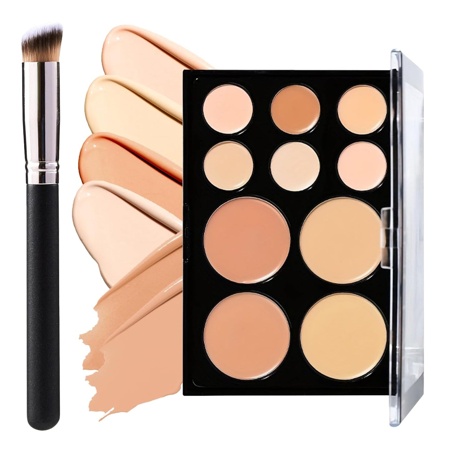 10 Colors Correcting Concealer Palette,Colors Corrector Palette,Moisturizing Full Coverage Liquid Foundation Cream Contour Makeup Palette with Brush