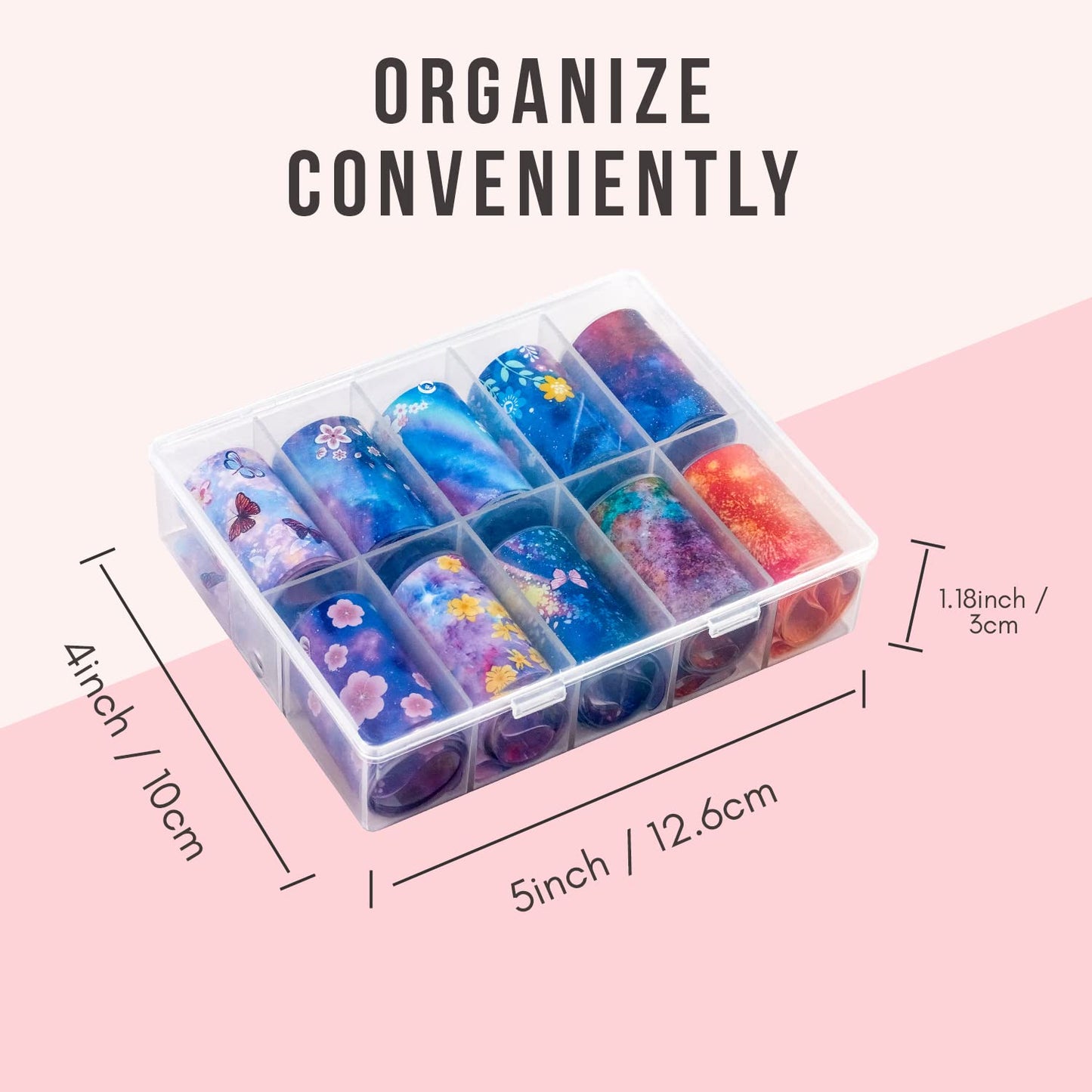 Makartt Nail Foil Sheets, 10 Rolls Transfer Nails Stickers with Starry Sky Flower Butterfly Art Designs, Adhesive Decals Supplies - 4x100cm