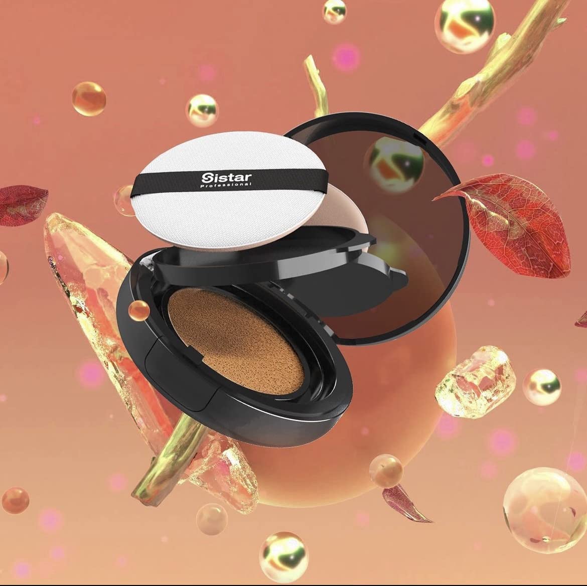 Sistar Skin Perfecting BB Cushion Full Coverage Long Lasting Natural Glow Foundation On The Go Case With Mirror (Deep)