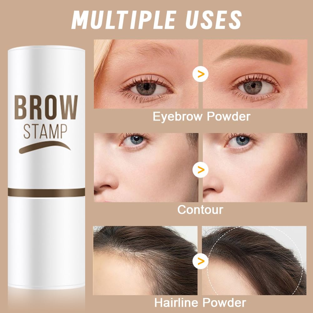 Eyebrow Stamp Stencil Set, golden brown Eyebrow Stencils Shaping Kit, Long-Lasting Eyebrow Shaper for Women Girl, Cruelty-Free plantillas para la cejas