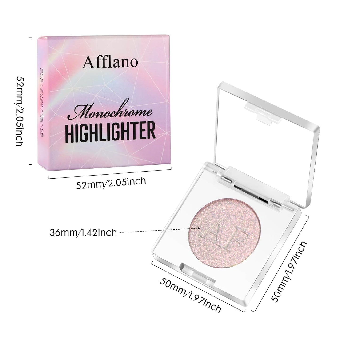 Highlighter Makeup Palette, Long Lasting New Formula, Fairy-like Sheer Glow, Translucent Pink and Silver Shimmer, Ideal for Face and Body Contour and Cheek Highlight,#1