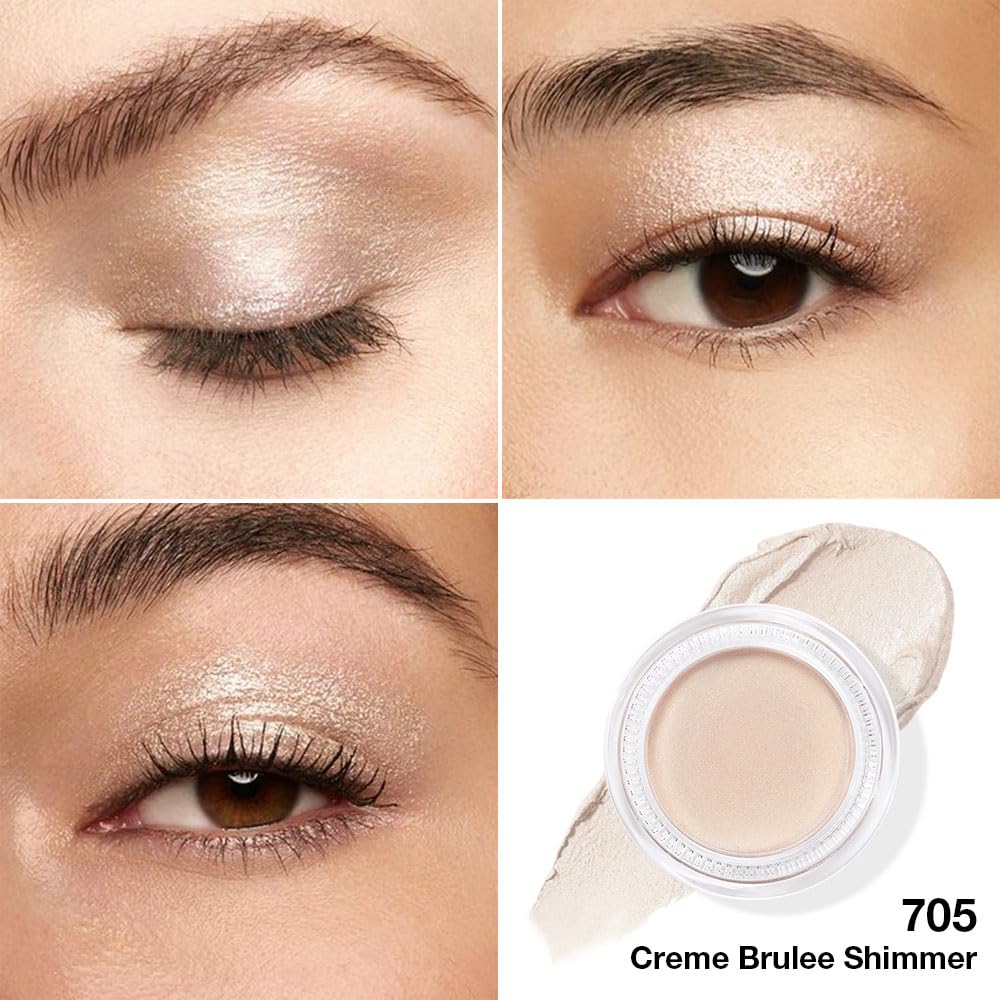 evpct Single Cream Eye Shadow Palette Pot Makeup for Older Women, Creme Brulee Shimmer Glitter Metallic Monochrome Cream to Powder Eyeshadow Palette Eye Brightener, High Pigment Waterproof Blendable