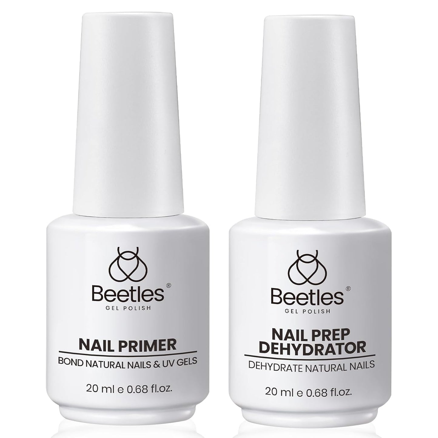 Beetles Nail Dehydrator and Primer, 20ml Large Capacity Acid Free Natural Nail Prep Dehydrate and Primer for UV Gels Superior Bonding Professional Salons Set