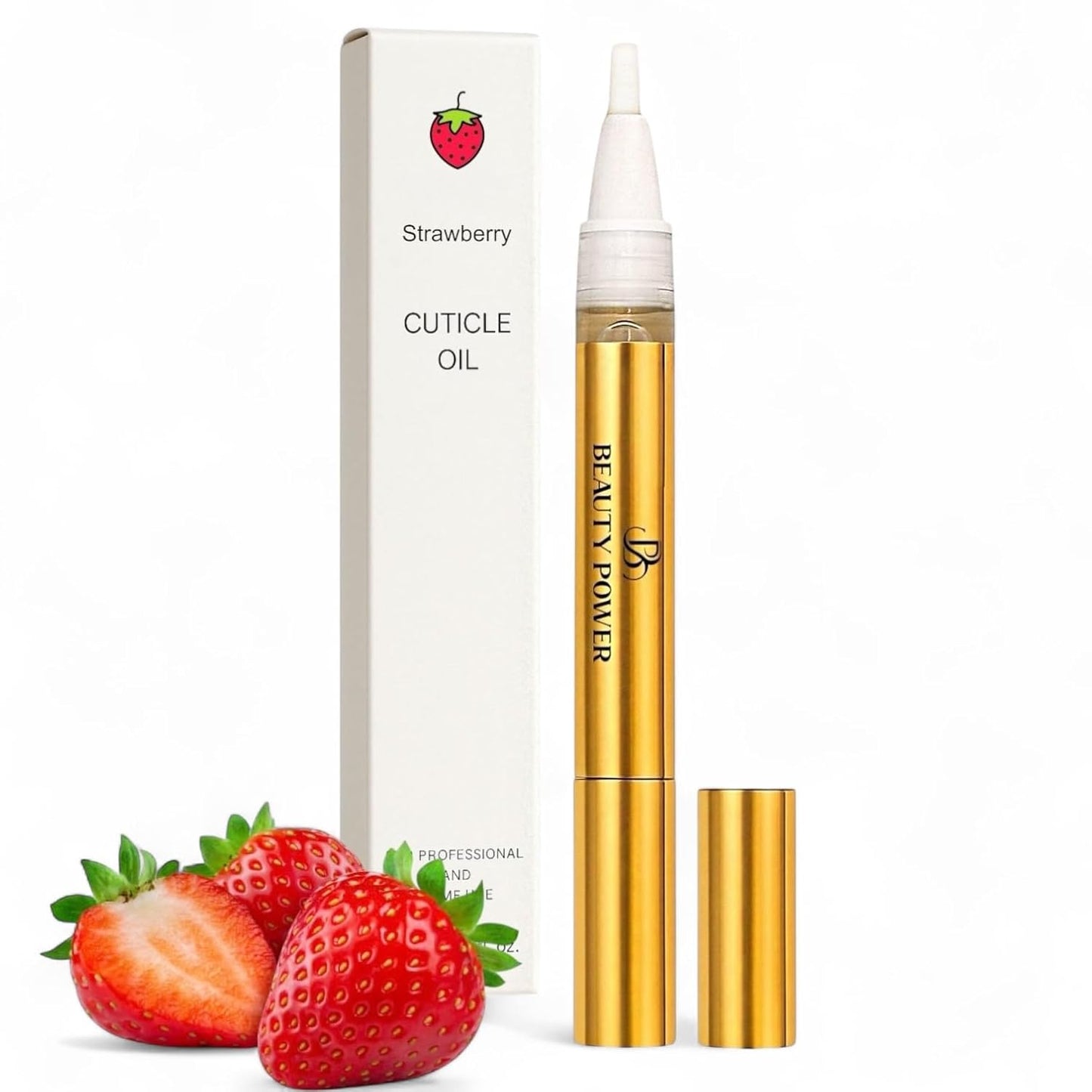 Cuticle Oil Pen - Strawberry Scent, Vitamin E Nail Strengthener and Growth Serum for Nail Care, Nourishing and Hydrating Formula for Healthier, Stronger Nails
