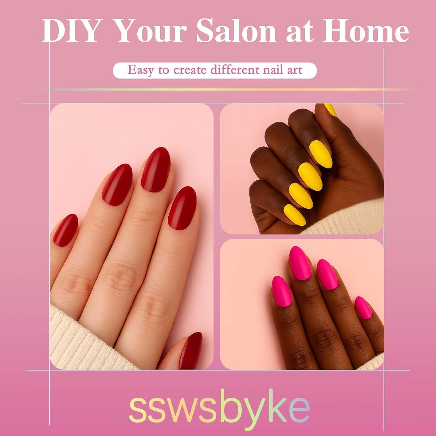 Short Almond Nail Tips, SSWSBYKE 300pcs 15 Sizes Gel Acrylic Nail Tips for Full Cover Pre-Shaped Fake Nails Tips Half Matte Press On Nails for Extension Home DIY Salon