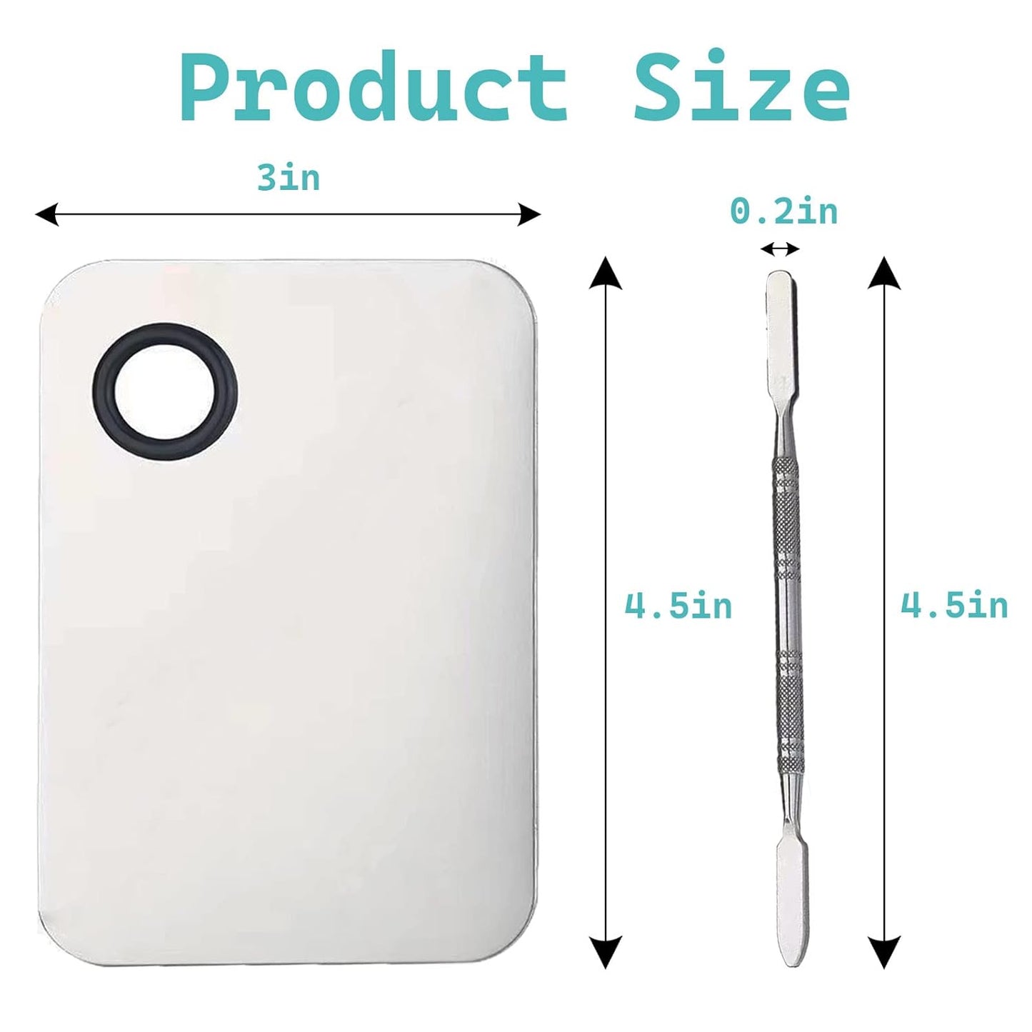 2 in 1 Makeup Mixing Palette Set with Spatula - Stainless Steel Foundation Accessories and Mixing Tools for Cosmetic, Nail Art, Lipstick