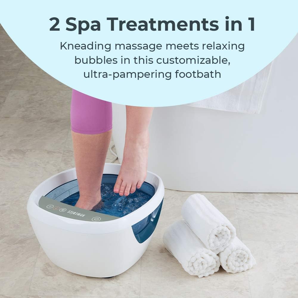 HoMedics Shiatsu Bliss Footbath with Heat Boost, Foot Spa Massager, Deep Kneading Pedicure Tub, Vibrating Bubbles with Soothing Heat, Portable at-Home Spa