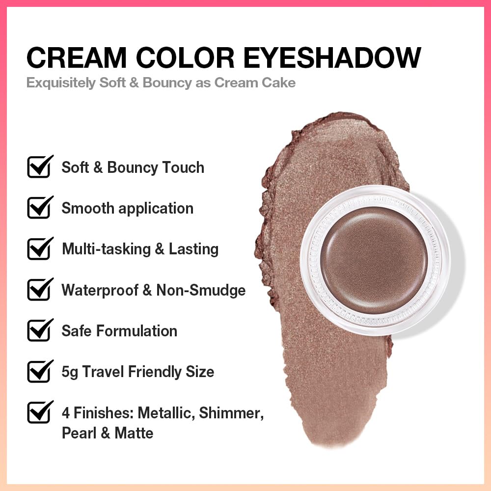 Kaely Single Cream Eyeshadow Pot, Bronze Shimmer Eye Shadow for Older Women High Pigmented Waterproof, Natural Eyeshadow Palette Makeup Brightener, sombras en crema para ojos, Blendable, 20