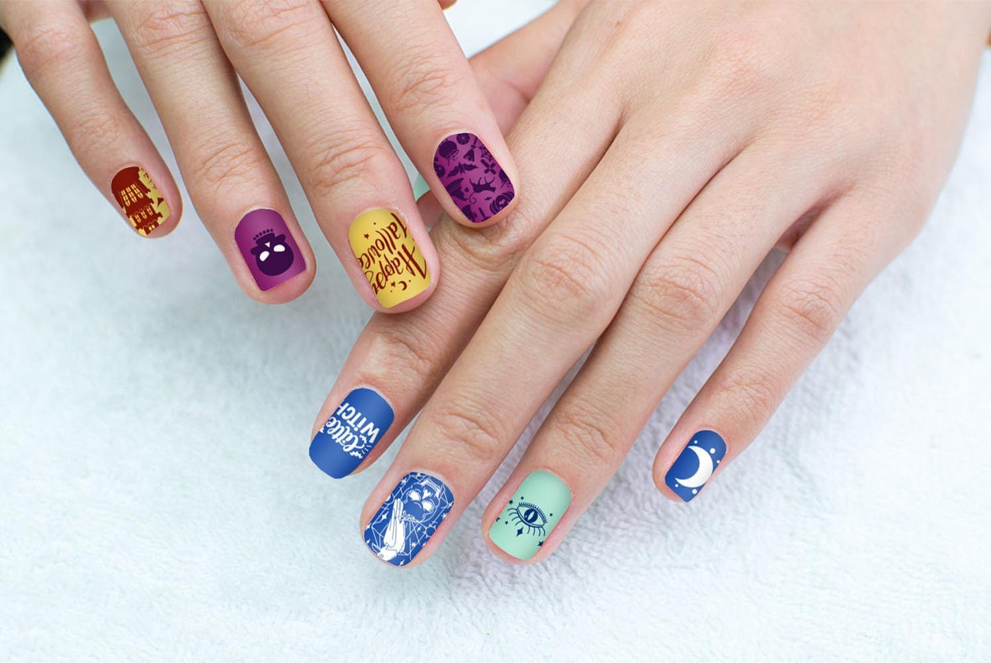 ALIBBON 6 Pcs Halloween Nail Stamping Plates Set, Ghost Pumpkin Background Nail Art Stamp Templates, Cat Spider Web Stamp Templates Kit, Castle Grave Metal Nail Plates for DIY Printing Decor