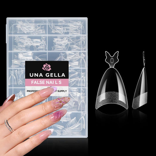 UNA GELLA Almond Shape Nail Tips Half Cover 216pcs Medium Almond Gel Nail Tips Pre-buff Matte Soft Gel Acrylic Press On Nails Easier Nail Extentions Art Salon 12 Sizes