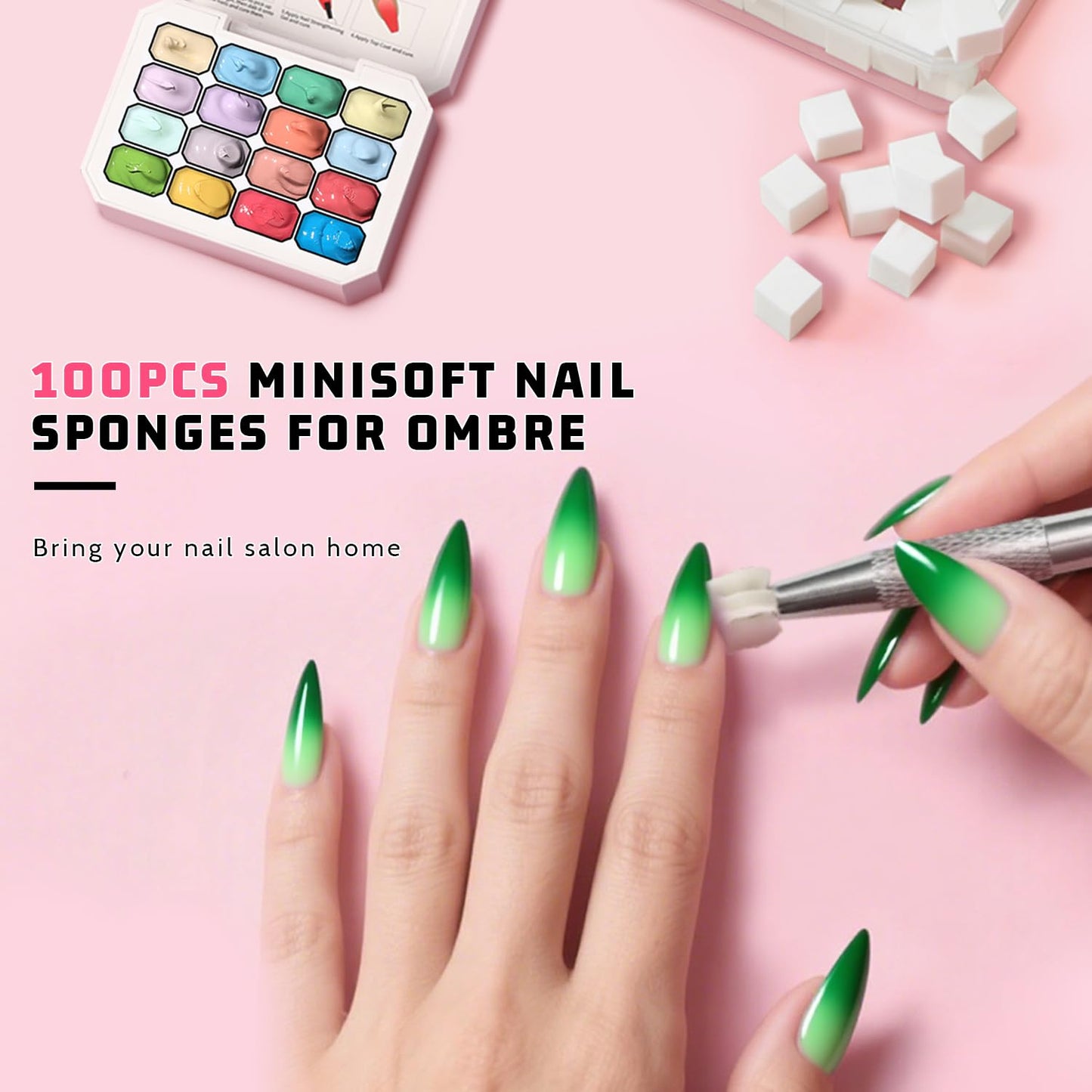 Sponge Pat Paint Nail Gel, Ombre Nails Gradient Gel Nail Blush Blooming Aura Nails Drawing Stripper Floral Painting DIY Nail Art, No Wipe, UV/LED Curing (16 Colors N)