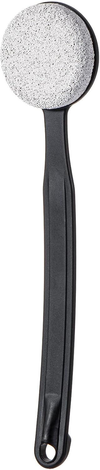 Pumice Stone for Feet with Long Handle (Curved Handle,Black, Count, 1.0)