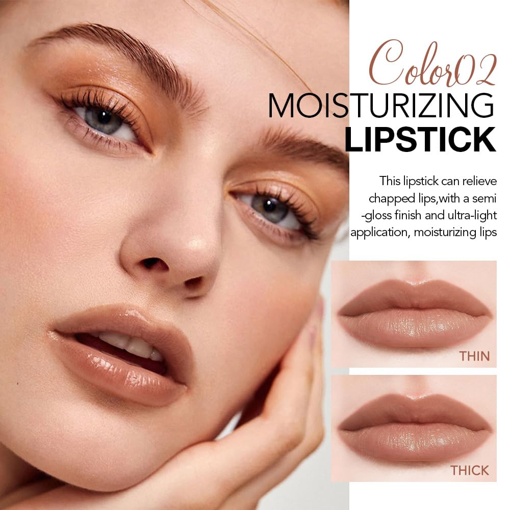 1Pcs Tinted Lip Balm Moisturizing Lipstick – Waterproof Hydrating Matte Lip Balm for Women, Creamy Natural Color Stain for Dry Lips,Soft Matte Finish with Subtle Scent (#02 Cinnamon Nude Brown)