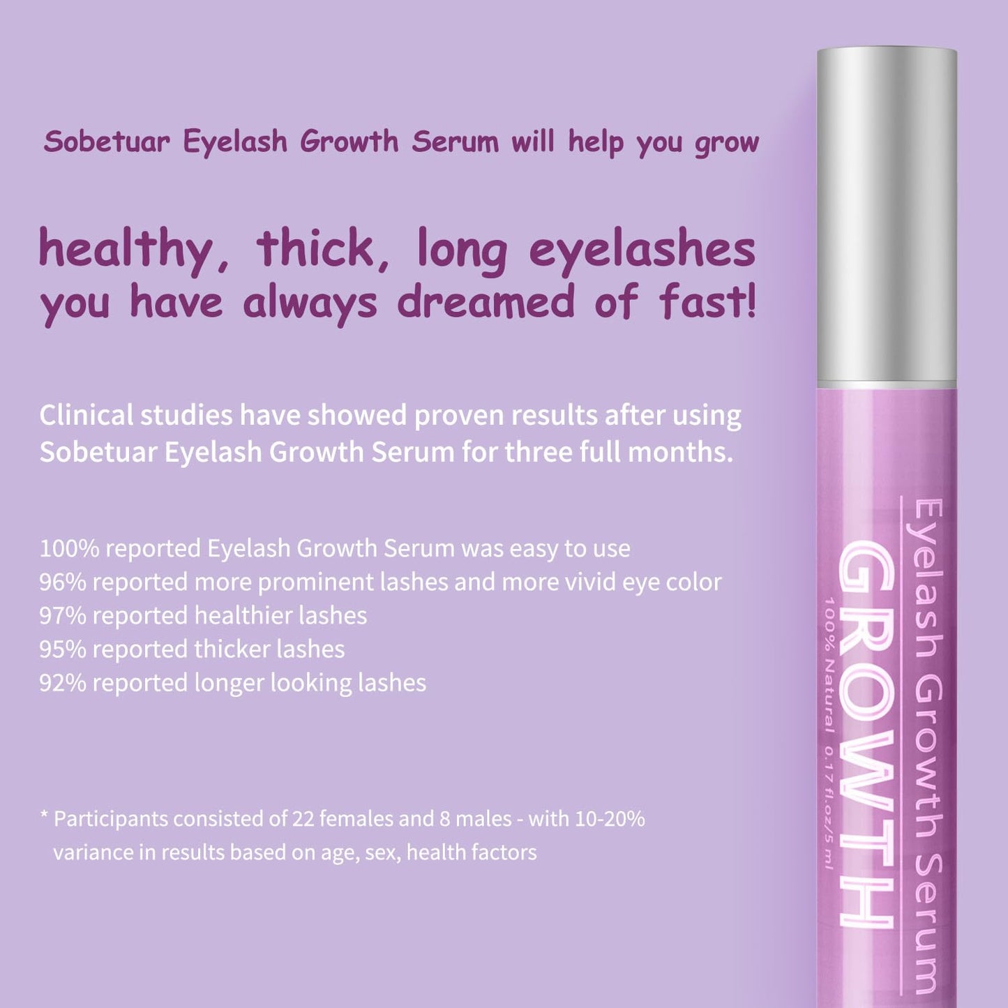 Eyelash Growth Serum Volumizing Lash Serum For Eyelash Growth Longer & Thicker Lash Enhancing serum With Natural Formula Vegan & Cruelty-Free (5mL)