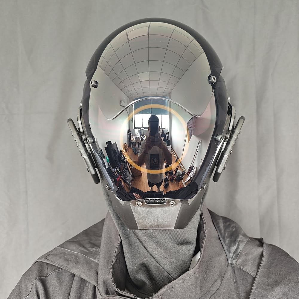 KYEDAY Punk Mask Cosplay for Men, LED Round Light Mask for Women Cosplay Halloween Fit Party Music Festival Accessories