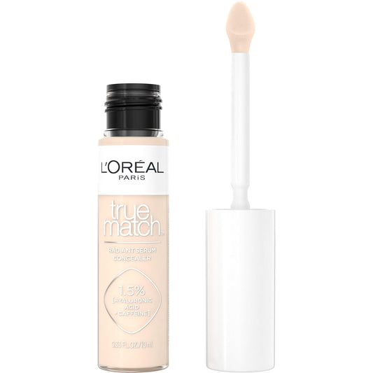 L’Oréal Paris True Match Radiant Serum Concealer, Brightening Under Eye Concealer Make Up with 1.5% Hyaluronic Acid and Caffeine, C1, 0.33 Oz