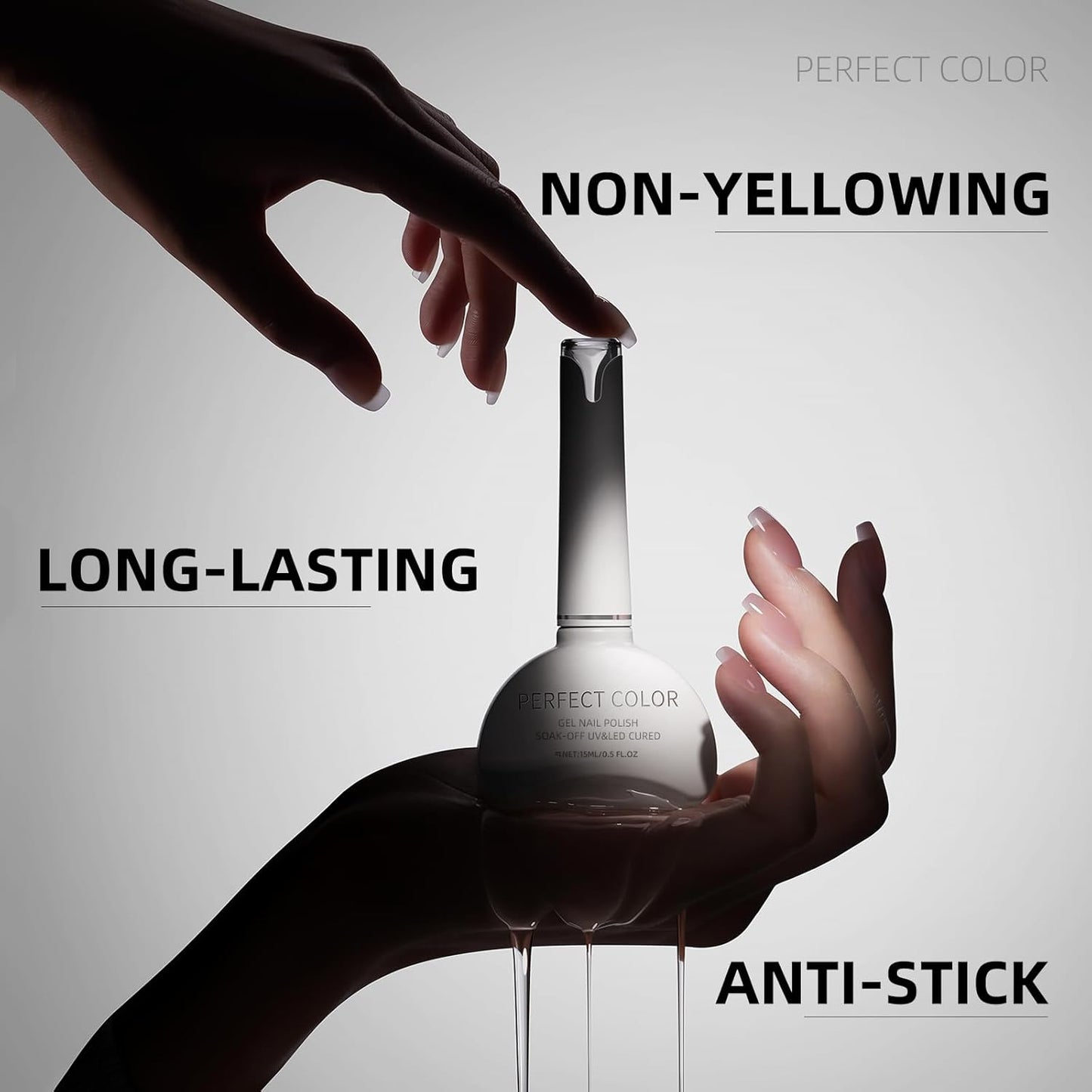 PERFECT COLOR Chrome-Proof Matte Top Coat, UV/LED Cured Gel Nail Polish, Anti-Stick Long-Lasting Formula, 0.5 Fl Oz