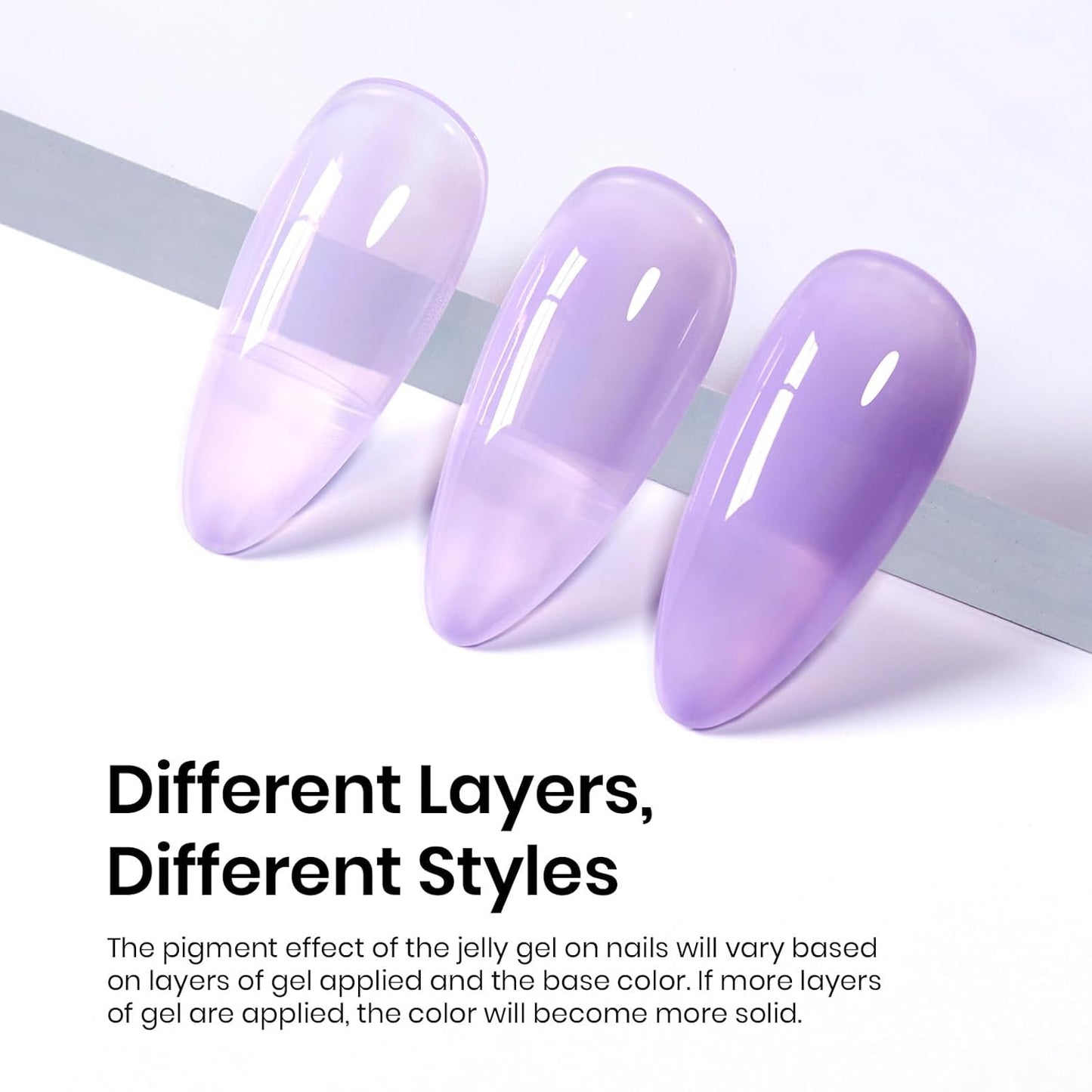 Beetles Purple Gel Nail Polish, 15ML Pastel Purple Jelly Gel Polish Translucent Effect Nail Concealer High Gloss Soak Off UV Sheer Lavender Spring Summer Manicure Gift for Women