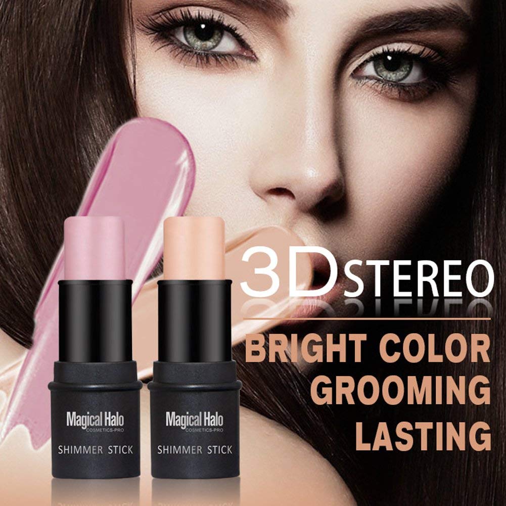Magical Halo Stick,2Colors Magical Halo Highlighter Stick Powder Highlighting Brightening Facial Makeup Cosmetic(01#)