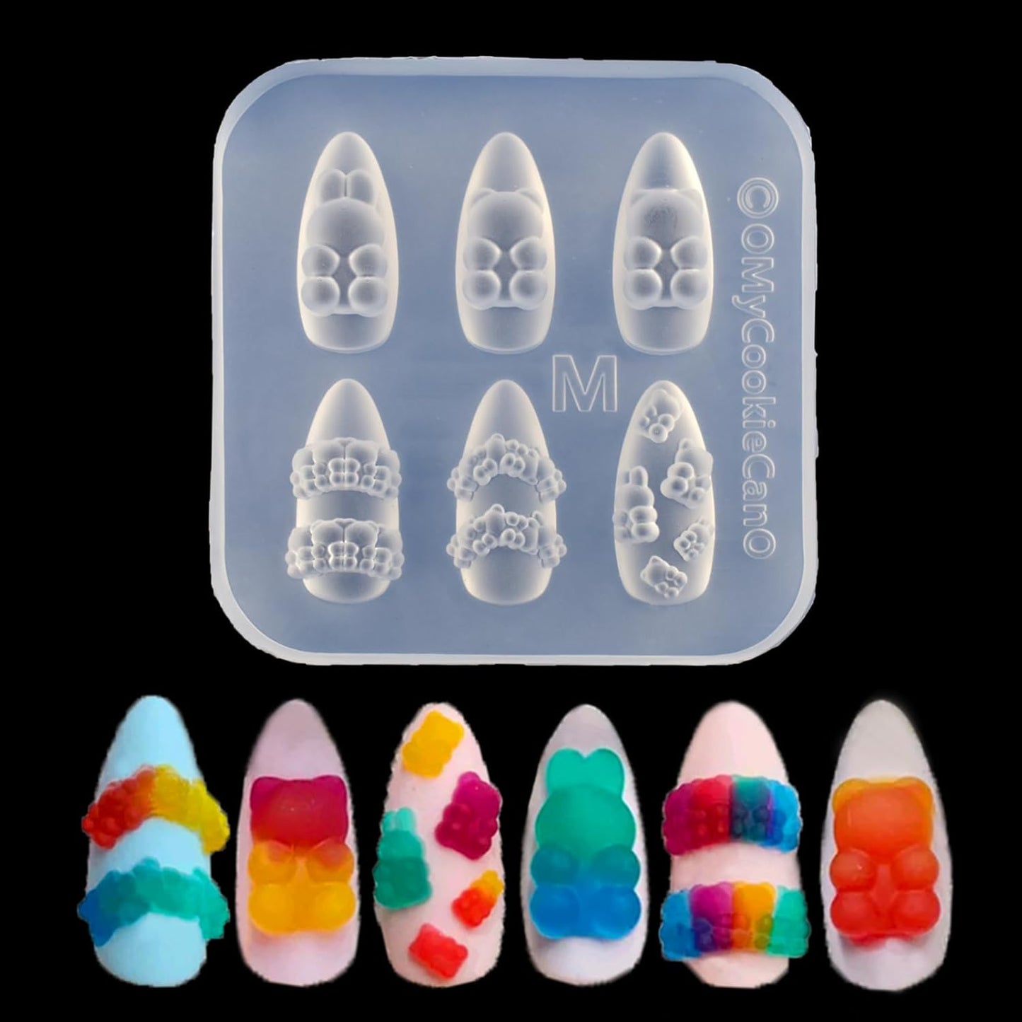 Silicone Nail Art Molds Cute Little Bear Charm Design Carving Template Resin Mold Nail Accessories for Women DIY Manicure Supplies