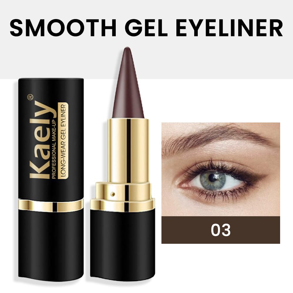 Kaely Brown Gel Eyeliner Pencil for Eyes, Crayon Eye Liner Waterproof Smudge Proof, Cat Eye Goth Halloween Makeup for Older Women, Eye Black Face Paint Eyeshadow Stick, Vegan & Cruelty-Free, 03