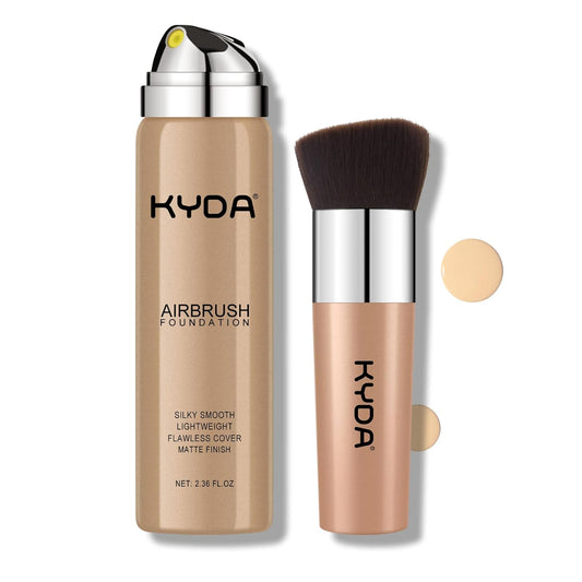 KYDA AirBrush Foundation Spray, Silky Foundation Mist Makeup, Flawless Coverage for Smooth Creamy Nude Finish, Breathable Blendable Lasting Formula, Moisturizing Makeup Primer-#220 Natural Beige