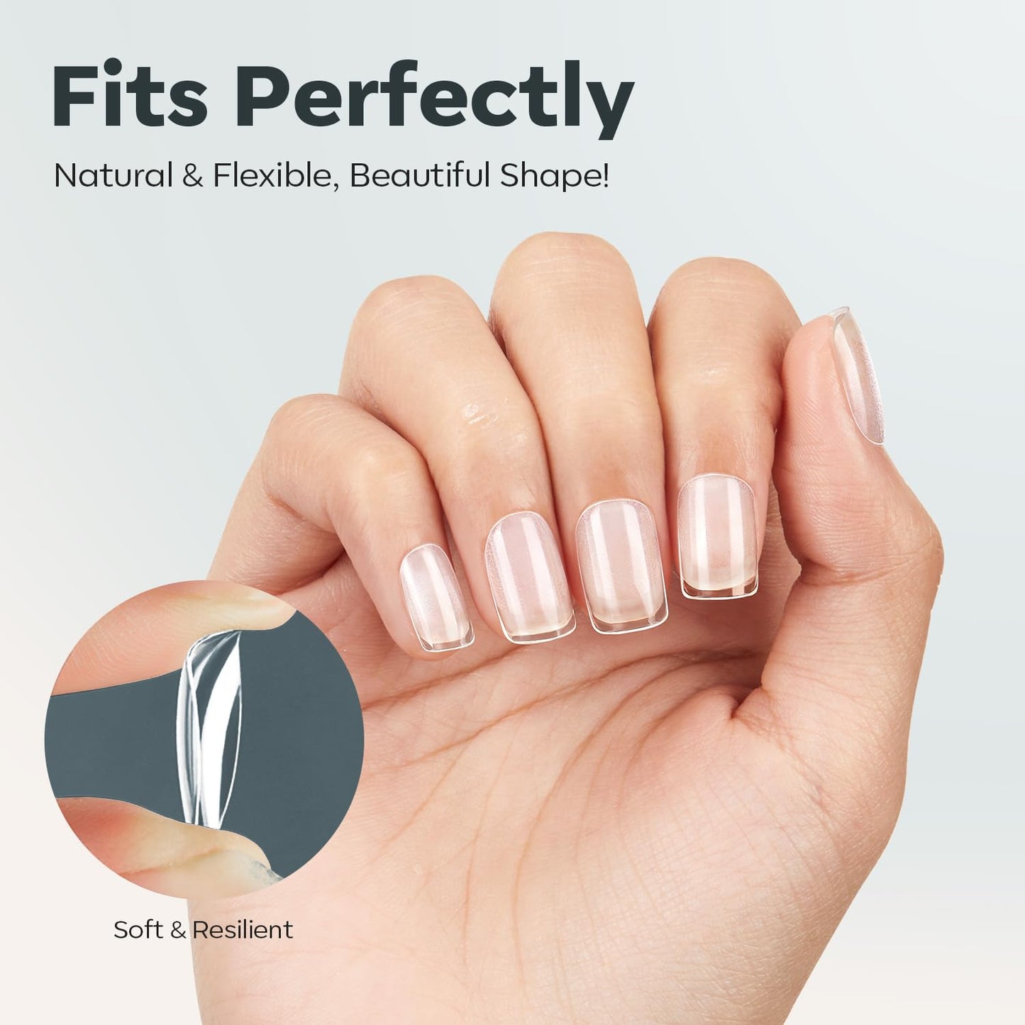 modelones Extra Short Square Nail Tips, Pre-shaped Soft Gel Tips Fake Nails False Acrylic Clear Full Cover Press on Extension Kit Gel Manicure DIY at Home 216PCS 12Sizes