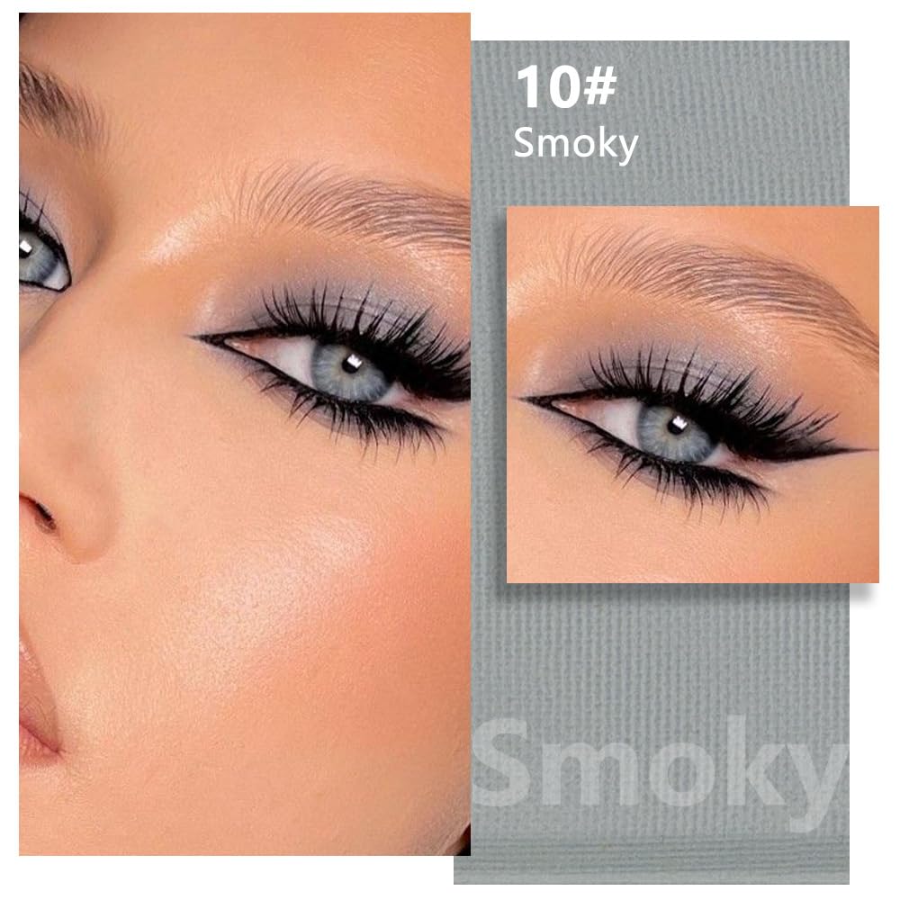 Kaely Pressed Single Eyeshadow Makeup, Smoky Gray Matte Highly Pigmented Monochrome Eye Shadow Palette, Waterproof Neutral Powder Mini Eyeshadow, sombras para ojos, Lightweight Blendable, 10