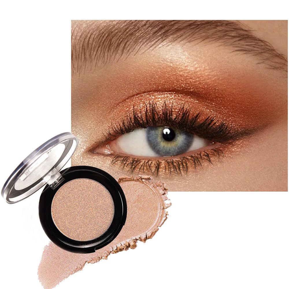 Monochrome Powder Eyeshadow Palette Makeup,Brown Natural Neutral Single Shimmer Eye Shadow for Older Women,Buildable Sparkly Eye Finish,Long Lasting Naturing-Looking