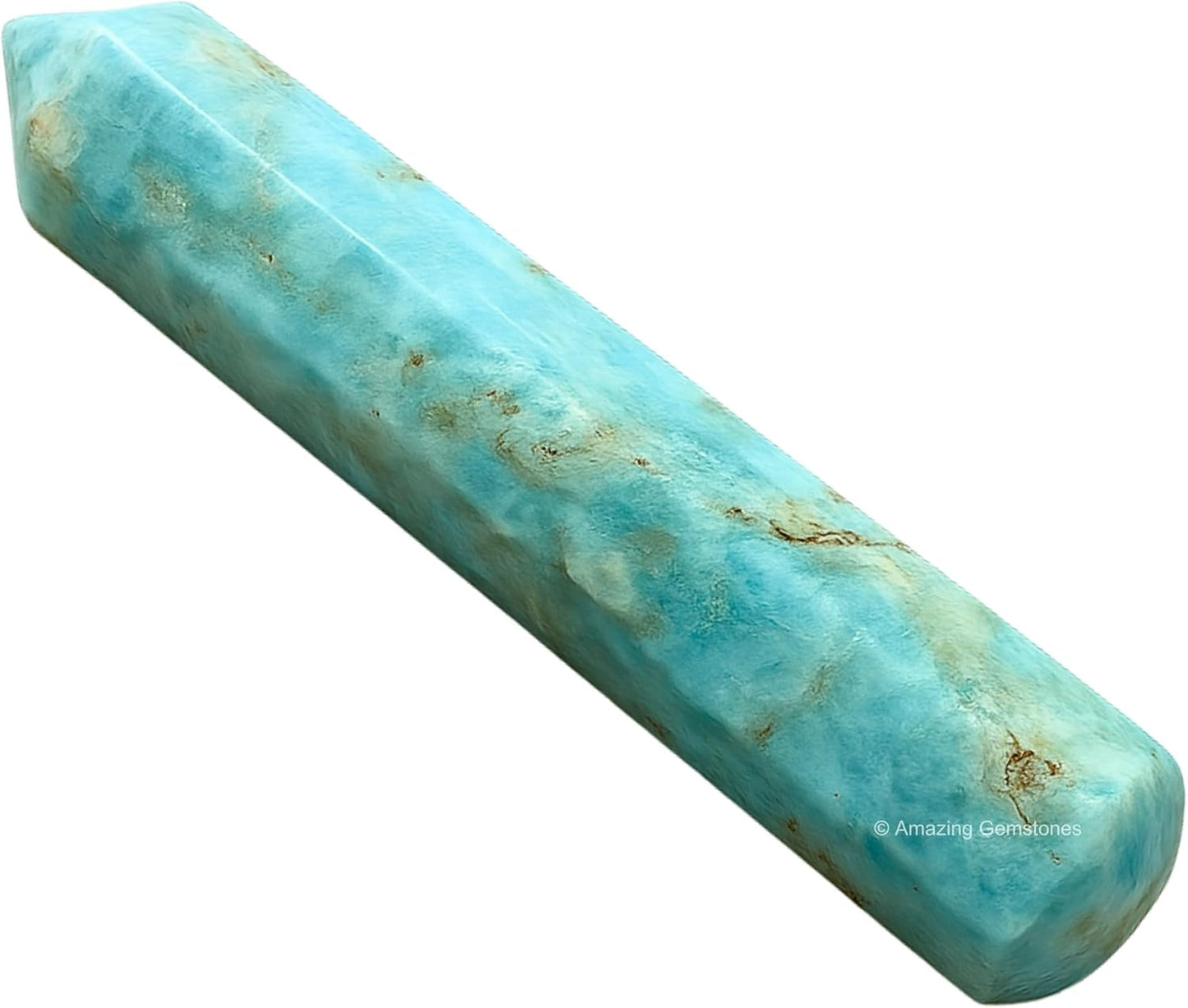 Amazing Gemstone Caribbean Calcite Crystal Wand Massage Stick - Pelvic Wand Gua Sha for Adults - Crystals and Healing Stones Massage Wands for Adults Gifts (Pointed)