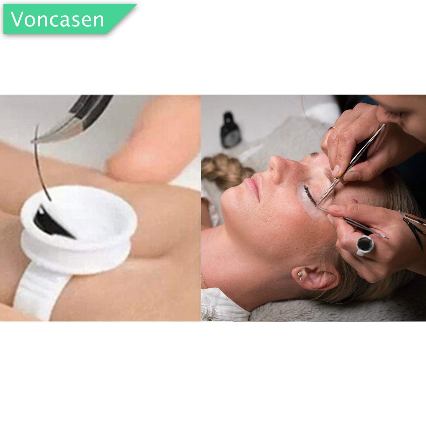 3x100 Packs- Lint Free Lash Extension Eye Gel Patches & Glue Rings Holder Eyelash Extension Rings & Eyelash Mascara Brushes Wands