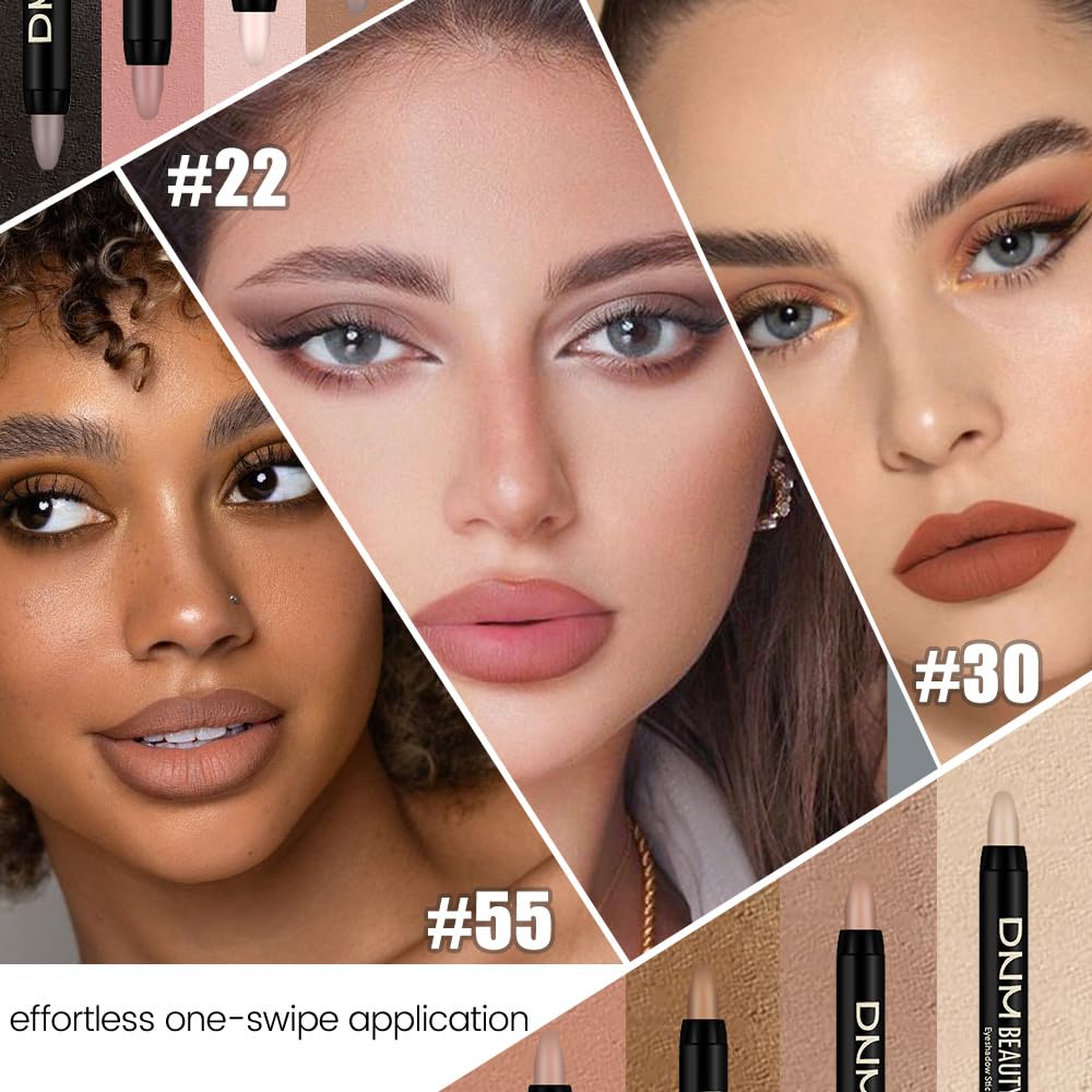 evpct 8Pcs Cream Eyeshadow Stick Set for Older Women, Brown Putty Desert Ginger Nude Brown Caramel Matte, Silky Matte Eyeshadow Applicator Sticks Waterproof, Blendable Eye Makeup sombras para ojos