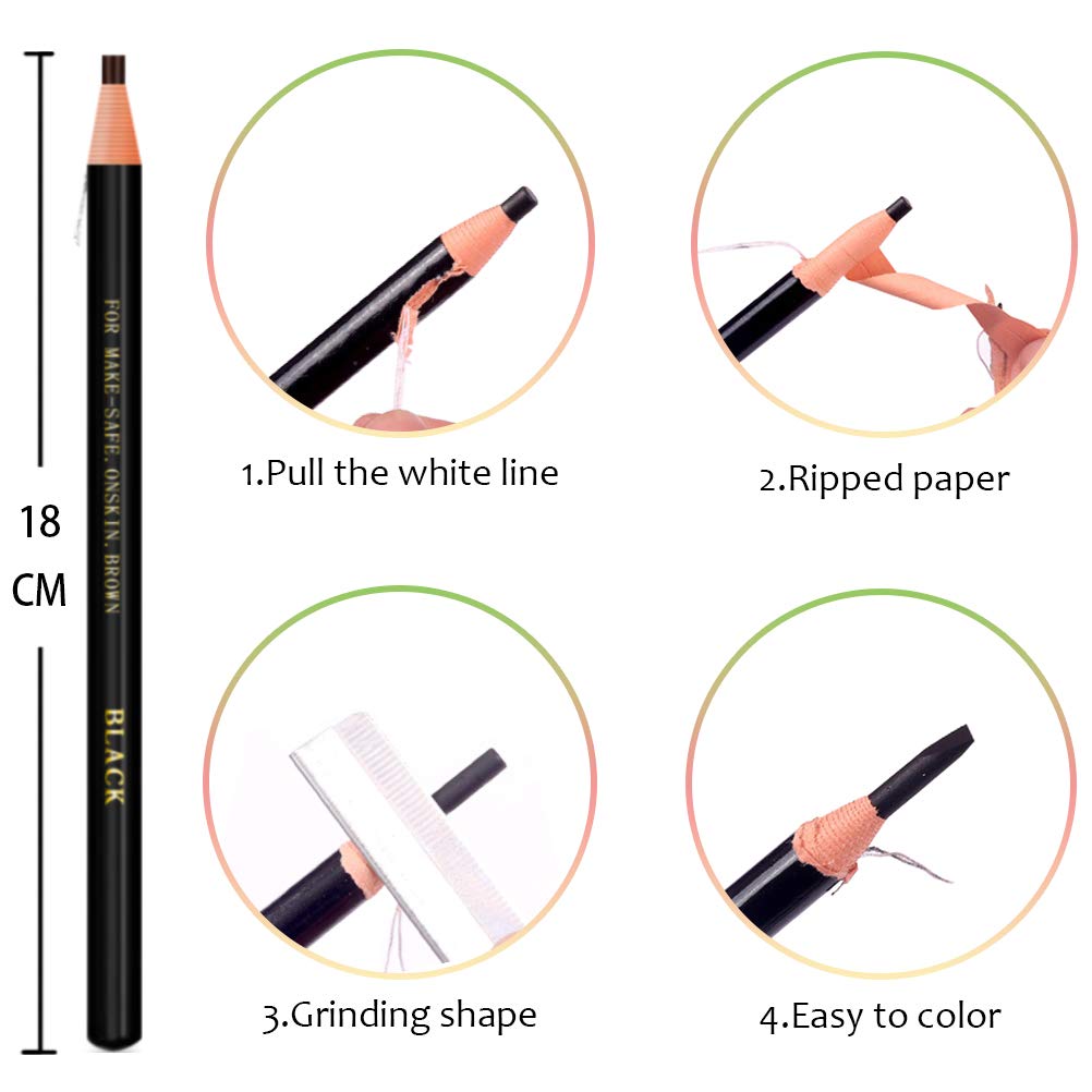 6 Piece Gray Colour Waterproof Eyebrows Pencil Tattoo Makeup And Microblading Supplies Kit-Permanent Eye Brow Liners In Waterproof Eyebrow Pencils Peel - Brow Pencil Set For Marking(6 Pcs)
