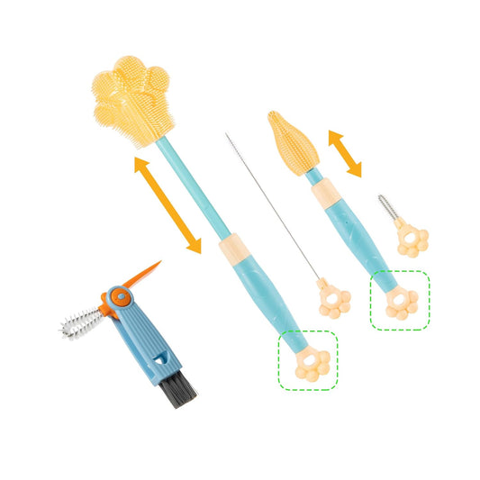 Adjustable Handle Length 10.5-13.8in Water Cup Cleaner Bottle Brush, Silicone Baby Bottle Brush, Pot Brush Cleaner, Blue